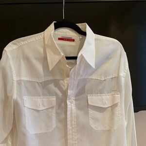 MENS PRADA WHITE DRESS SHIRT SIZE 44 EUROPEAN 17.5 USA